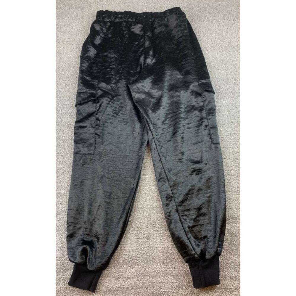 LNA Pants Women XS Black Polyester Jogger Elastic Waist Cuffed Hem Lounge